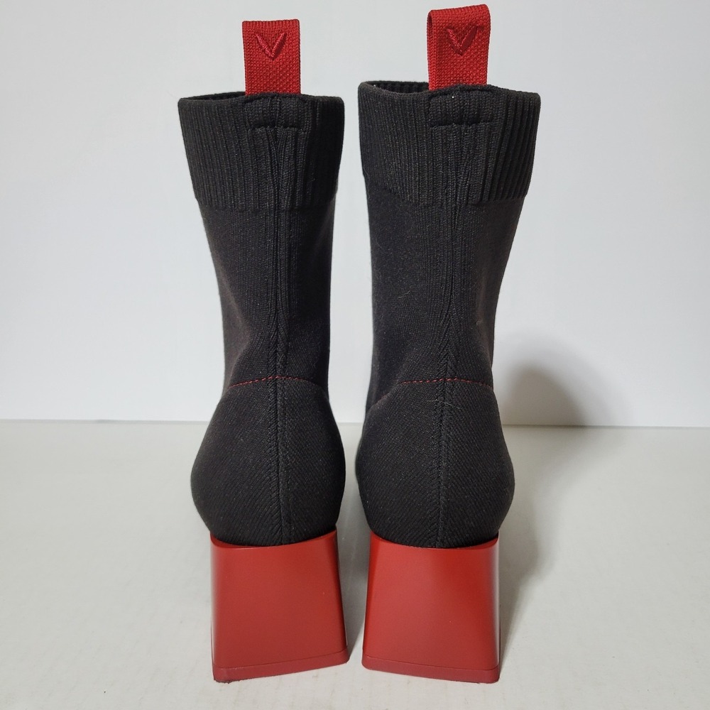 Vivaia Regina Pro Square Toe Heeled Boots Red Block Heel Black Sz 41.5 Sz 10 - Picture 6 of 7